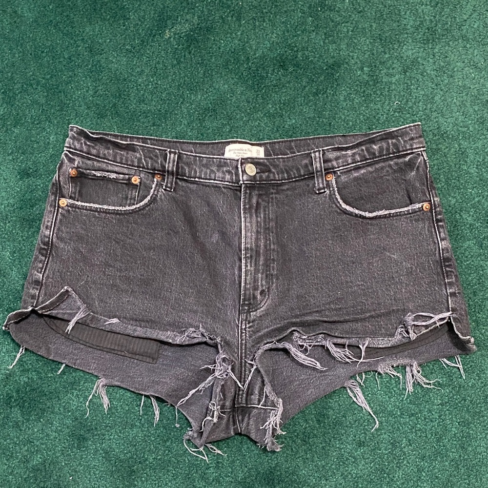 Abercrombie & Fitch Frayed Hem Black Jean Shorts